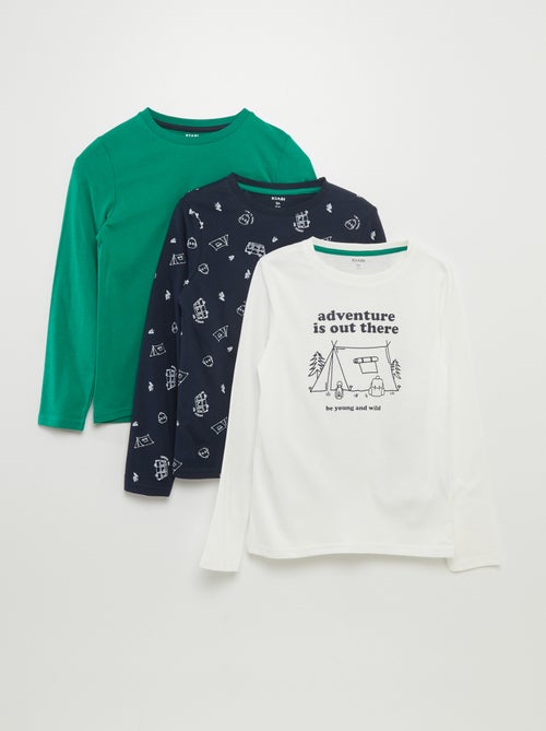 T-shirts em jersey de gola redonda - Lote de 3 - Kiabi