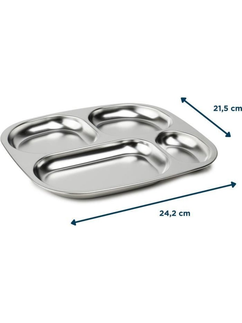 Tabuleiro thermobaby em aço inox 4 compartimentos 24,2 x 21,5 cm Cinza - Kiabi