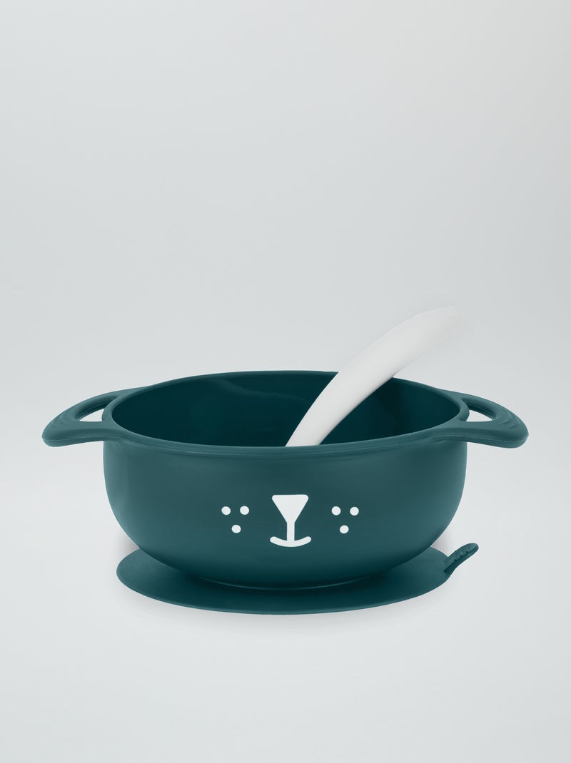 Taça com ventosa + colher 'Baby Moov' VERDE - Kiabi