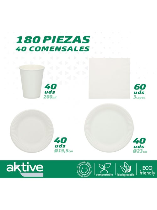 Talheres descartáveis biodegradáveis 180 peças - Kiabi