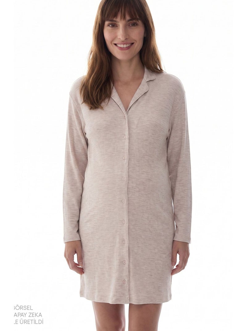 Talia camisa camisa de dormir de manga comprida penti Bege natural - Kiabi
