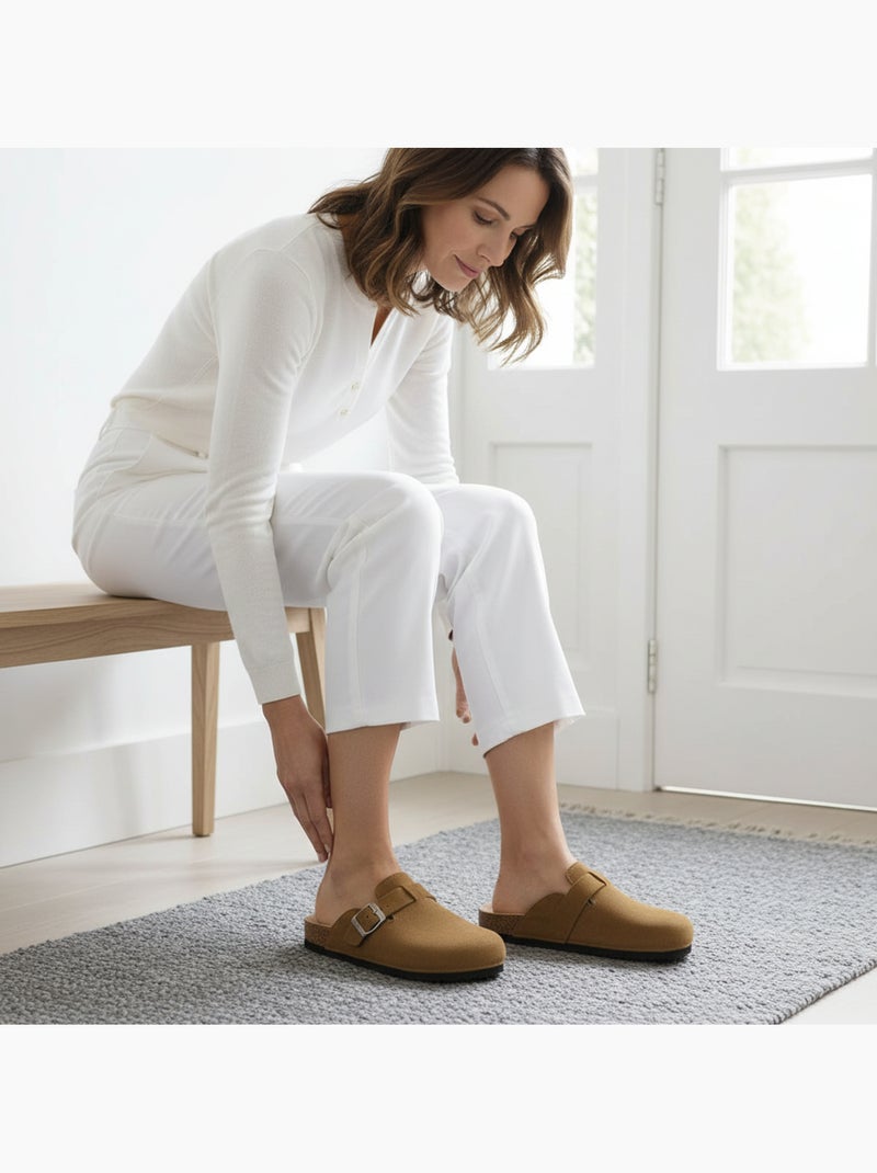 Tamancos mulher conforto fivela ajustável sola cortiça ozabi Camelo - Kiabi