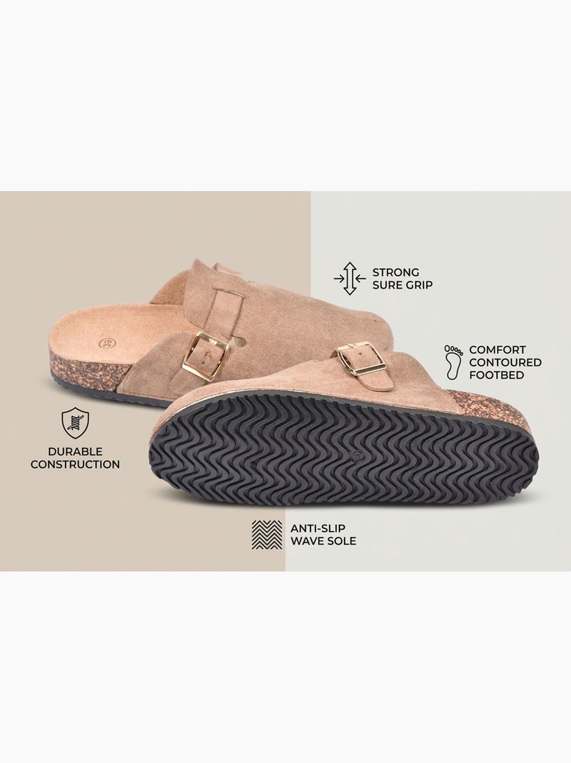 Tamancos mulher conforto fivela ajustável sola cortiça ozabi Toupe - Kiabi