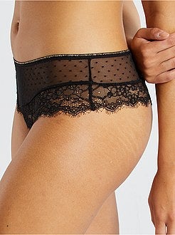 Tanga a ponto cheio e renda - Kiabi