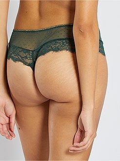 Tanga a ponto cheio e renda - Kiabi