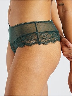 Tanga a ponto cheio e renda - Kiabi