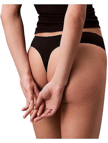 Tanga Calvin Klein Jeans String Noir para Mulher 000QF7983E