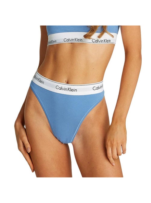 Tanga Culotte de Cintura Alta Azul para Mulher Calvin Klein Jeans - Kiabi Tanga Culotte de Cintura Alta Azul para Mulher Calvin Klein Jeans - Kiabi