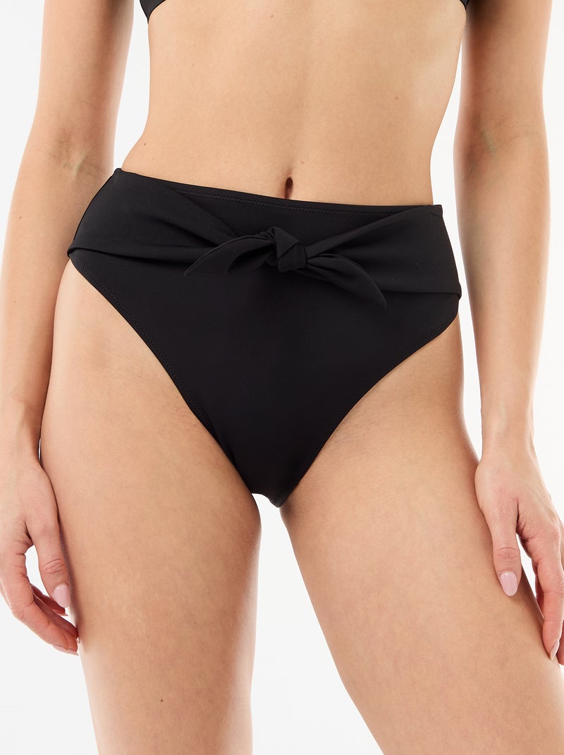 Tanga de banho cintura subida em microfibra suave Preto - Kiabi