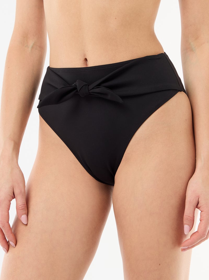 Tanga de banho cintura subida em microfibra suave Preto - Kiabi