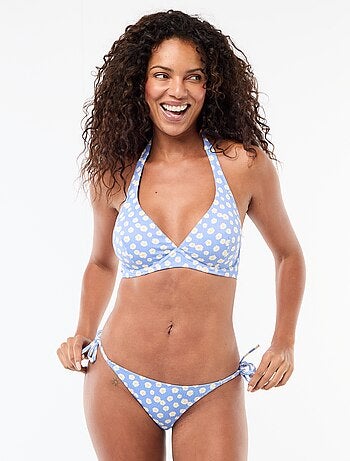 Tanga de biquini com estampado de margaridas