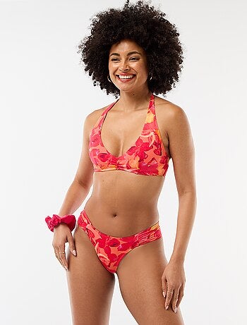 Tanga de biquíni com estampado floral