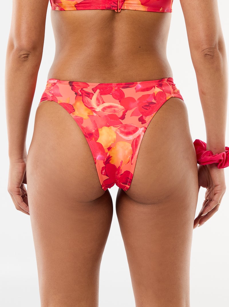 Tanga de biquíni com estampado floral Laranja - Kiabi