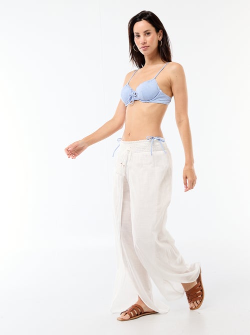 Tanga de biquíni com estampado vichy - Kiabi