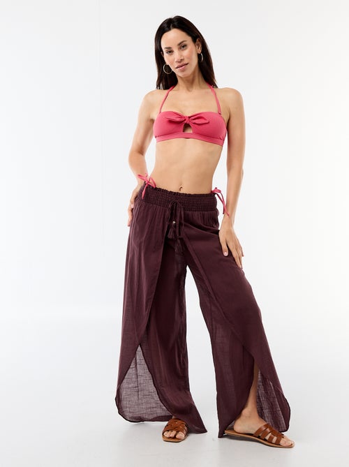 Tanga de biquíni com estampado vichy - Kiabi