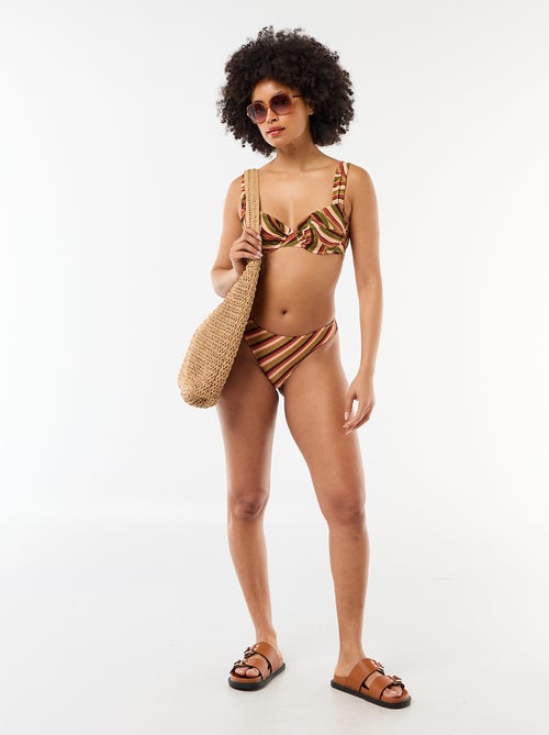 Tanga de biquíni em microfibra estampada - Kiabi