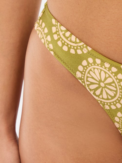 Tanga de biquíni em microfibra estampada - Kiabi