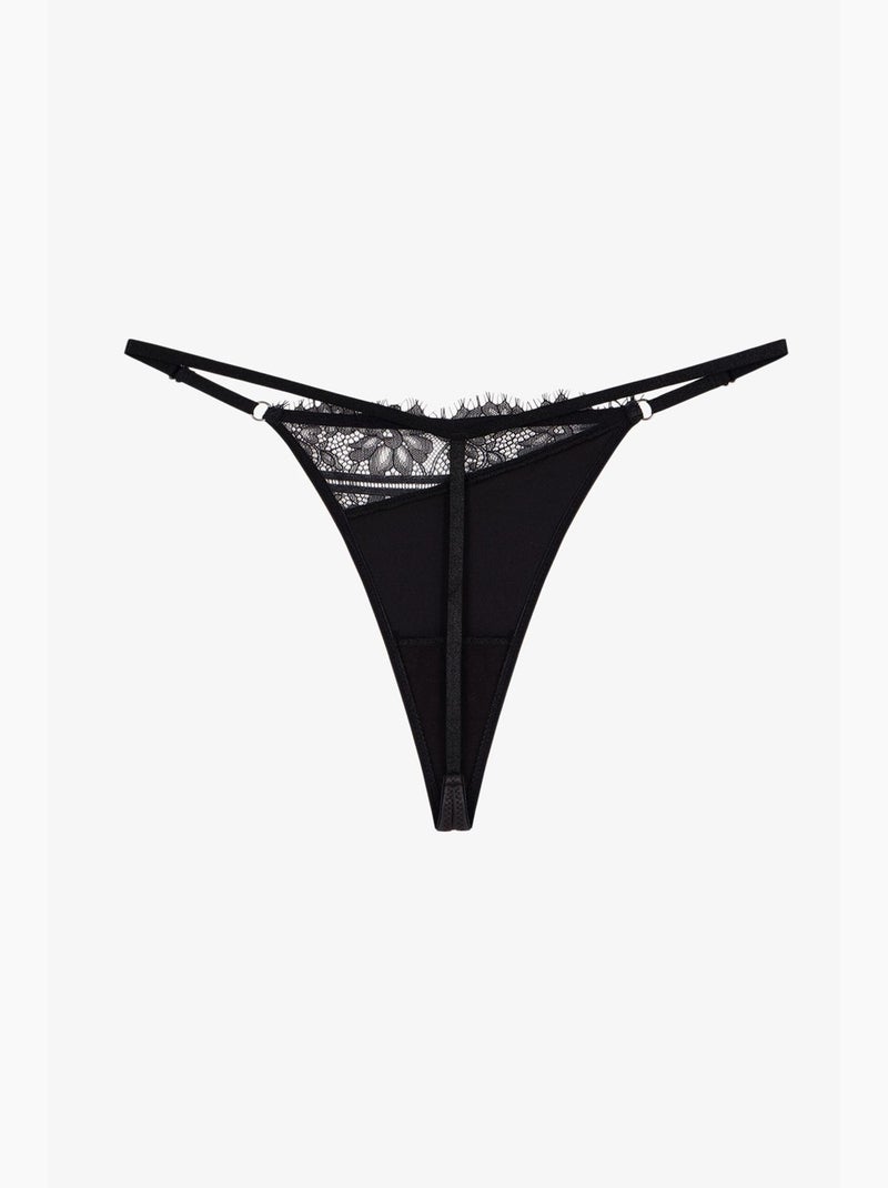 Tanga de cetim feminino penti Preto - Kiabi