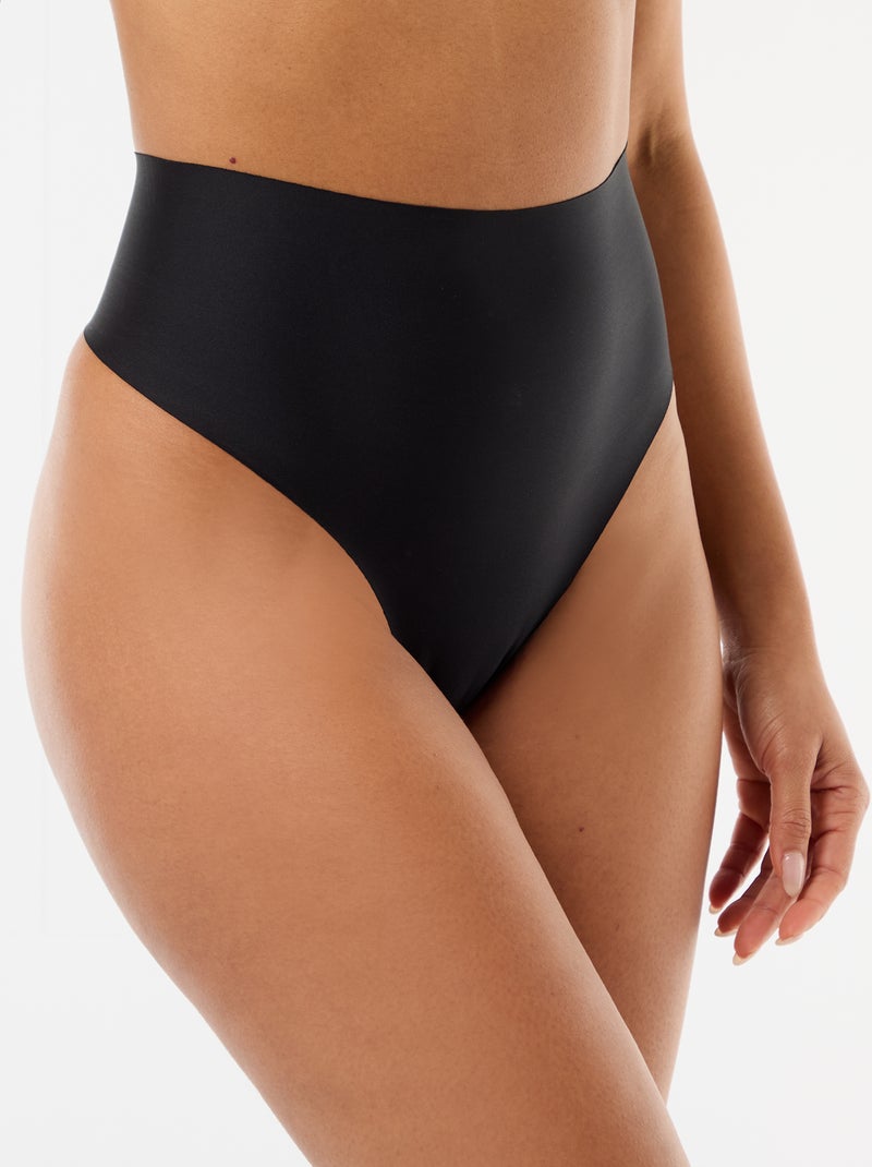 Tanga de cintura alta modelador Preto - Kiabi