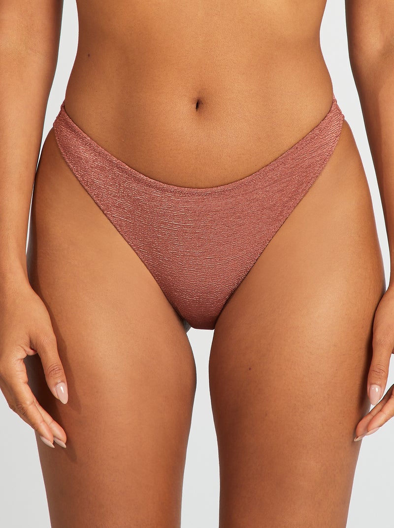 Tanga de fato de banho em malha texturada CASTANHO - Kiabi