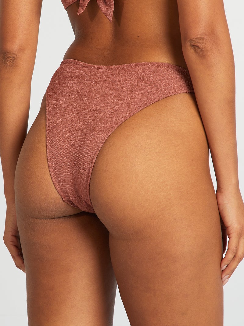Tanga de fato de banho em malha texturada CASTANHO - Kiabi