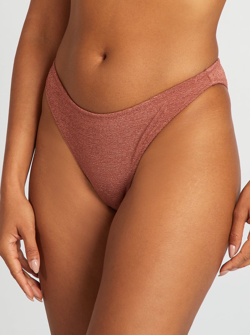 Tanga de fato de banho em malha texturada CASTANHO - Kiabi