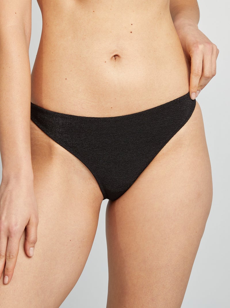 Tanga de fato de banho em malha texturada Preto - Kiabi