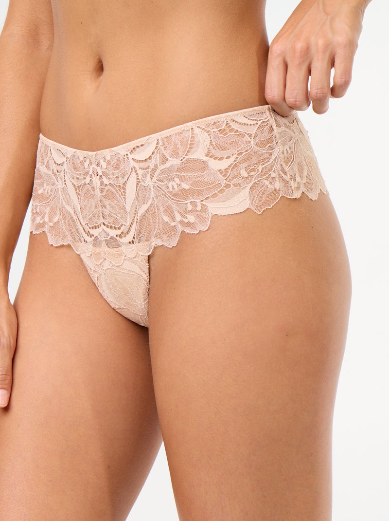 Tanga de renda com lantejoulas Bege - Kiabi