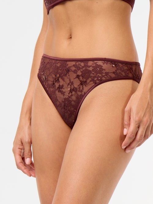 Tanga de renda com lantejoulas - Kiabi Tanga de renda com lantejoulas - Kiabi
