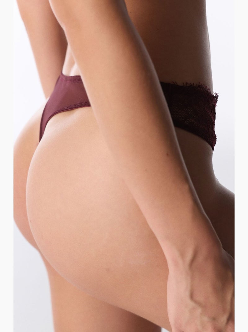 Tanga de renda feminina penti Vermelho bordô - Kiabi
