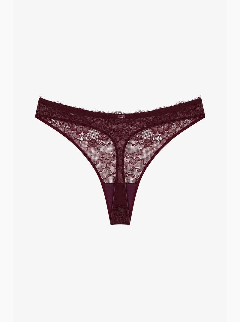 Tanga de renda feminina penti Vermelho bordô - Kiabi