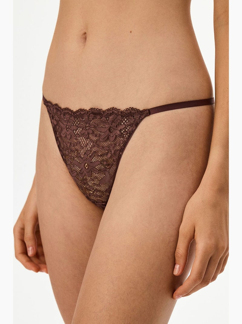 Tanga de renda penti Vermelho bordô - Kiabi