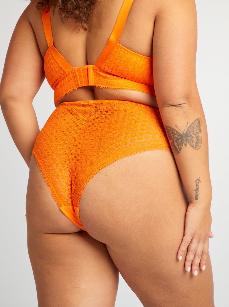 Tanga de renda transparente LARANJA - Kiabi