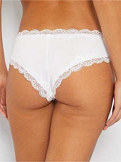 Tanga em microfibra e renda - Kiabi