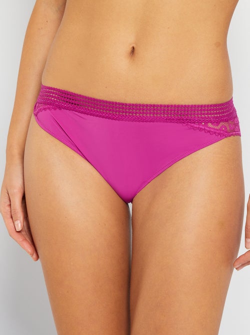 Tanga em microfibra e renda - Kiabi