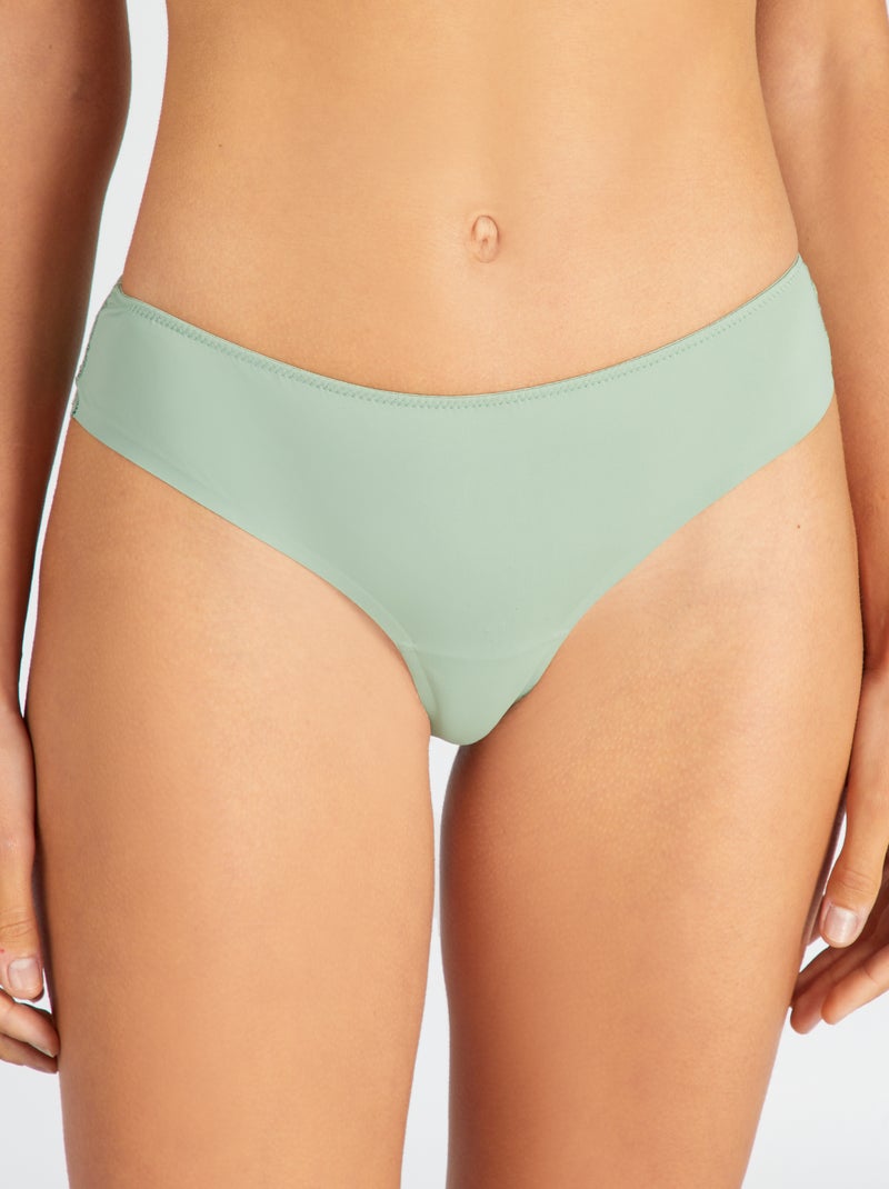 Tanga em microfibra e renda VERDE - Kiabi