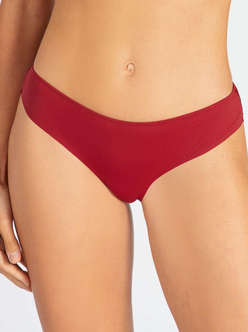 Tanga em microfibra e renda VERMELHO - Kiabi