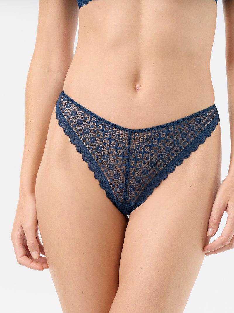 Tanga em renda Azul - Kiabi