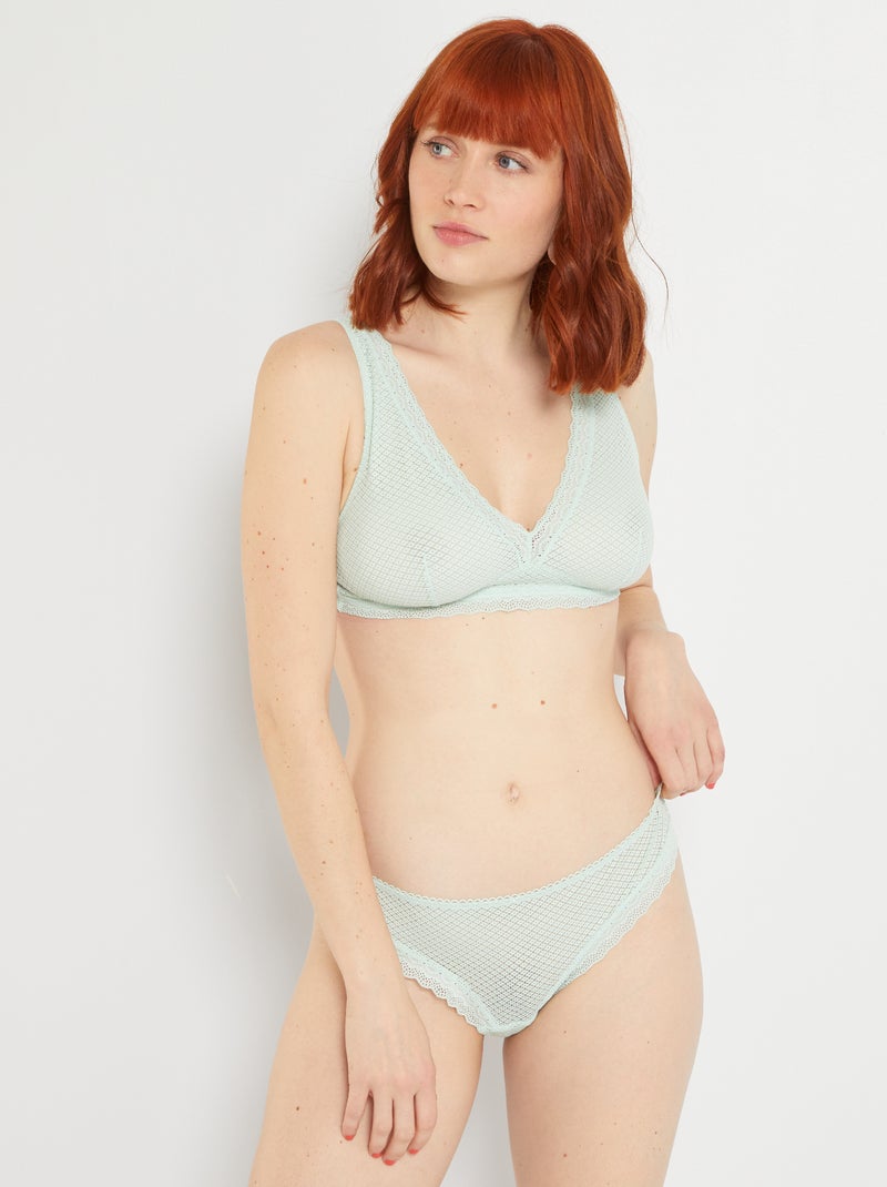 Tanga em renda Azul - Kiabi