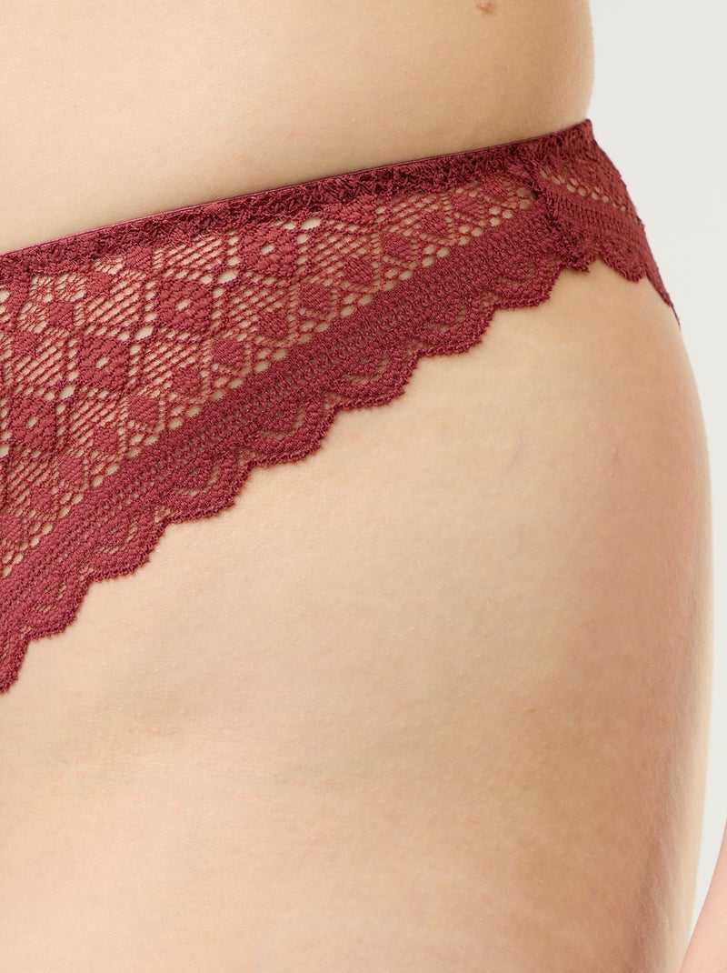 Tanga em renda Bordeaux - Kiabi