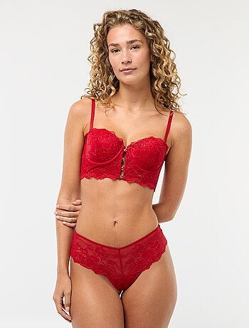 Tanga em renda com fios dourados