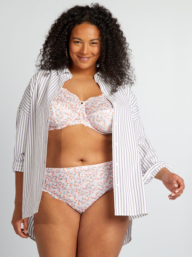 Tanga em renda florida ROSA - Kiabi