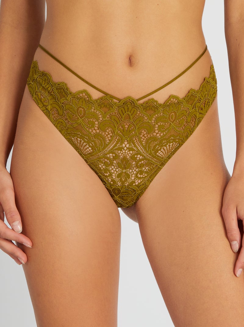 Tanga em renda florida VERDE - Kiabi