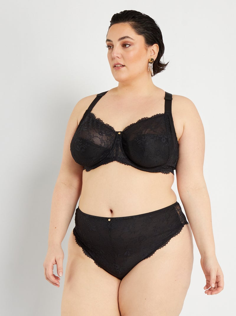 Tanga em renda Preto - Kiabi