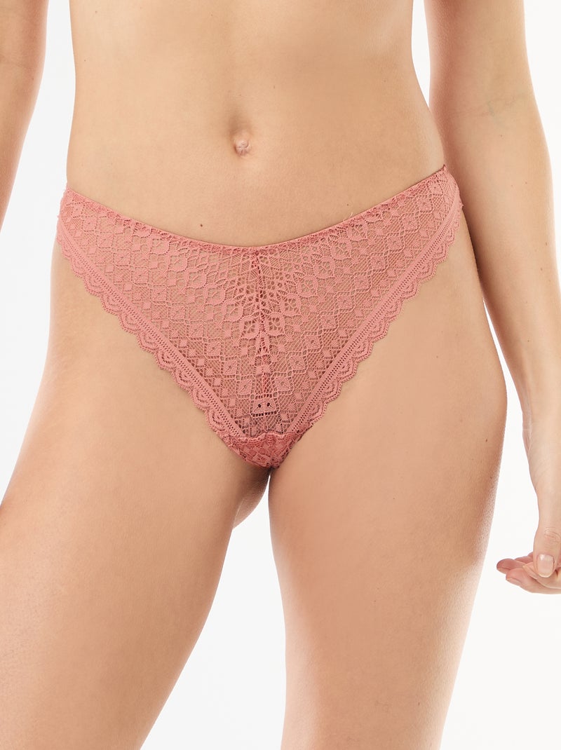 Tanga em renda Rosa - Kiabi