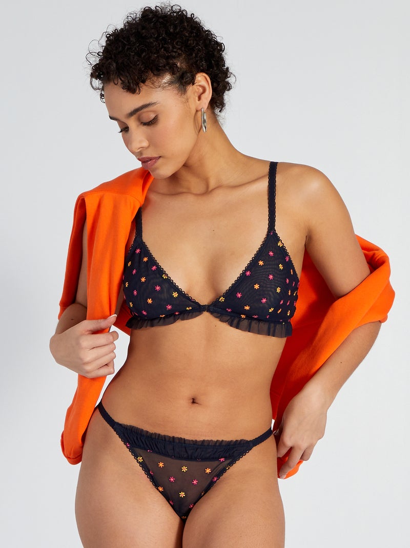Tanga em tule bordada AZUL - Kiabi
