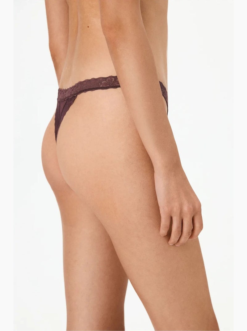 Tanga feminina confortável de algodão penti Vermelho bordô - Kiabi