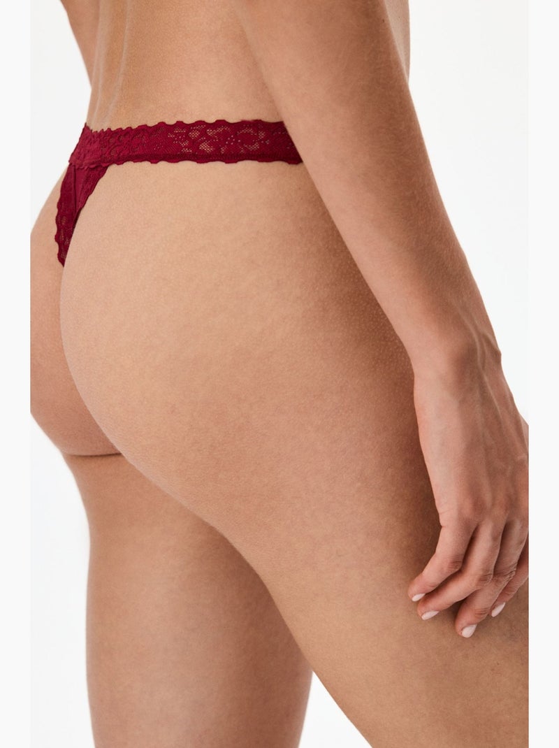 Tanga feminina confortável de algodão penti Vermelho bordô - Kiabi