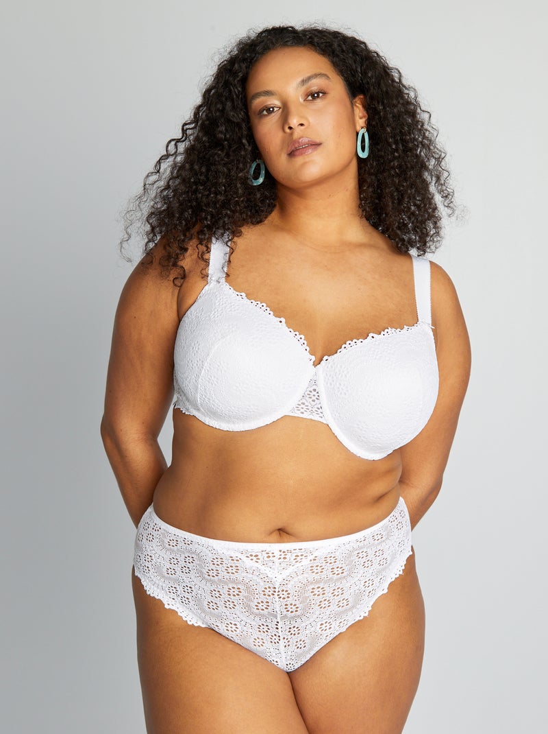 Tanga lisa em renda Branco - Kiabi