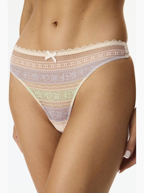 Tanga rendado às riscas penti - Kiabi